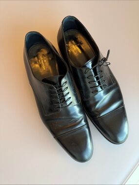Louis Vuitton Black Leather Cap-Toe Derby Shoes
